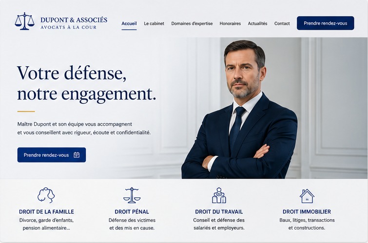 Exemple de site vitrine pour un cabinet d’avocat réalisé avec SWS Studio